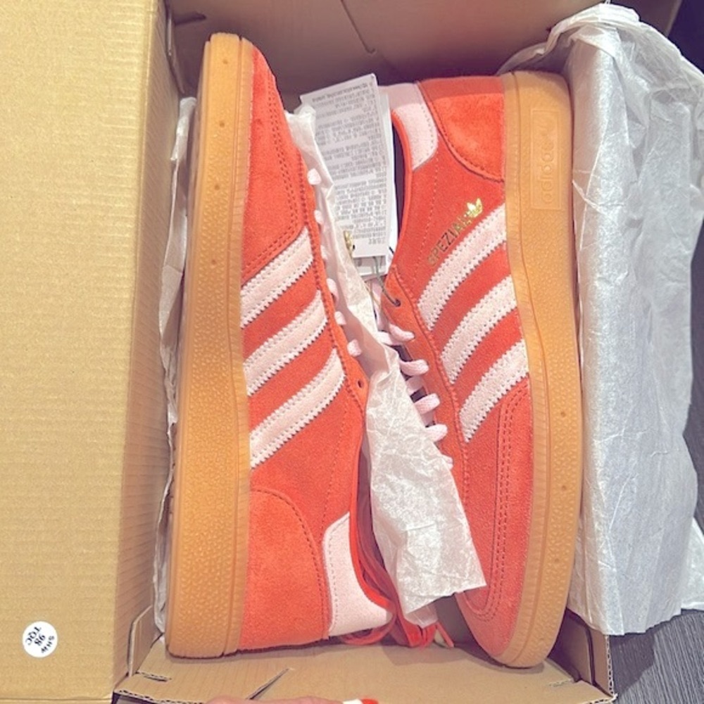 Adidas Handball Spezial Bright Red Clear Pink NWT (women’s) 7.5